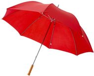 30" Karl-golfsateenvarjo puukahvalla, punainen liikelahja logopainatuksella